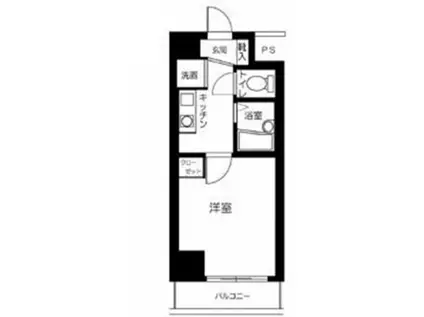 スカイコート三田慶大前(1K/4階)の間取り写真