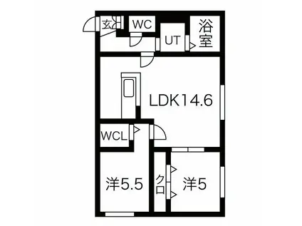 ラベイユドール(2LDK/2階)の間取り写真