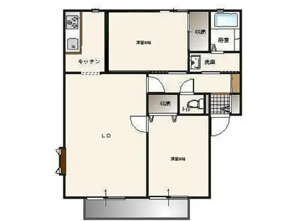 サンフラワーB棟(2LDK/2階)の間取り写真