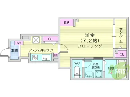 杜のレジデンス(1K/1階)の間取り写真