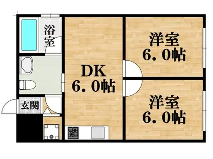 パラドール北加賀屋(2DK/3階)の間取り写真