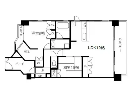 イーグルコート御池アネックス(2SLDK/8階)の間取り写真