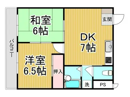 ベアコート塚口(2DK/3階)の間取り写真