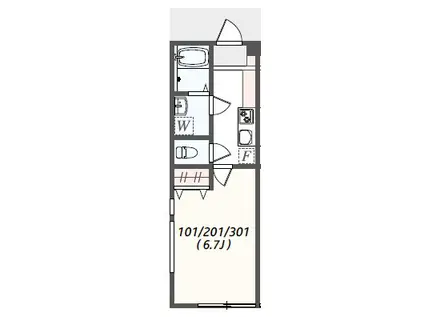 アザーレ・パッシオ江田(1K/1階)の間取り写真