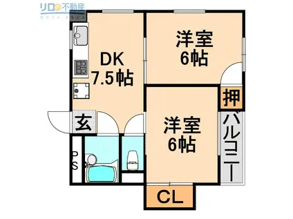 グリーンハイツ伊丹(2DK/2階)の間取り写真