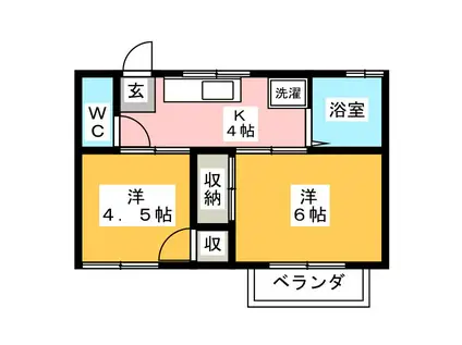 フミール津田沼(2K/2階)の間取り写真