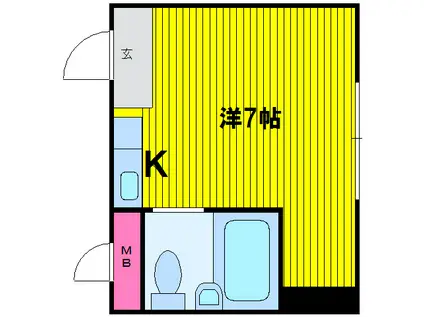 大手前ロイヤルハイツ(ワンルーム/5階)の間取り写真