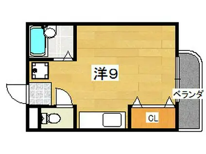 CASAI(ワンルーム/2階)の間取り写真