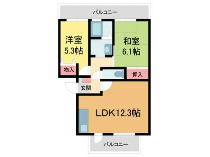 キフエヒミトSA(2LDK/2階)の間取り写真