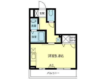 代官ヒルズ(ワンルーム/3階)の間取り写真