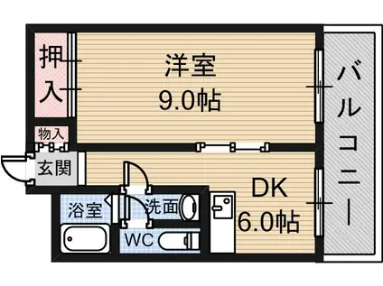パークス布施リーフ(1DK/3階)の間取り写真