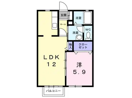 AUGUST(1LDK/2階)の間取り写真