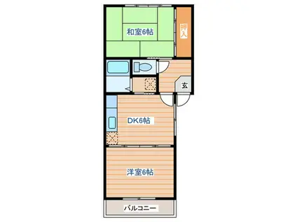 庚申コーポ(2DK/2階)の間取り写真