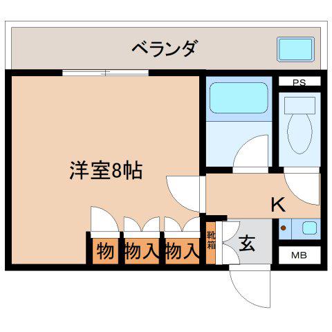グリーンピア II(ワンルーム/3階)の間取り写真