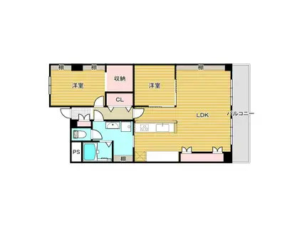 南茨木駅前ハイタウンK棟(2LDK/6階)の間取り写真