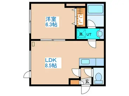 アルカディア白石(1LDK/1階)の間取り写真