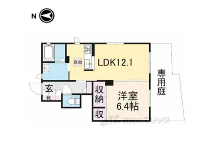 プレミールKIKI B棟(1LDK/1階)の間取り写真