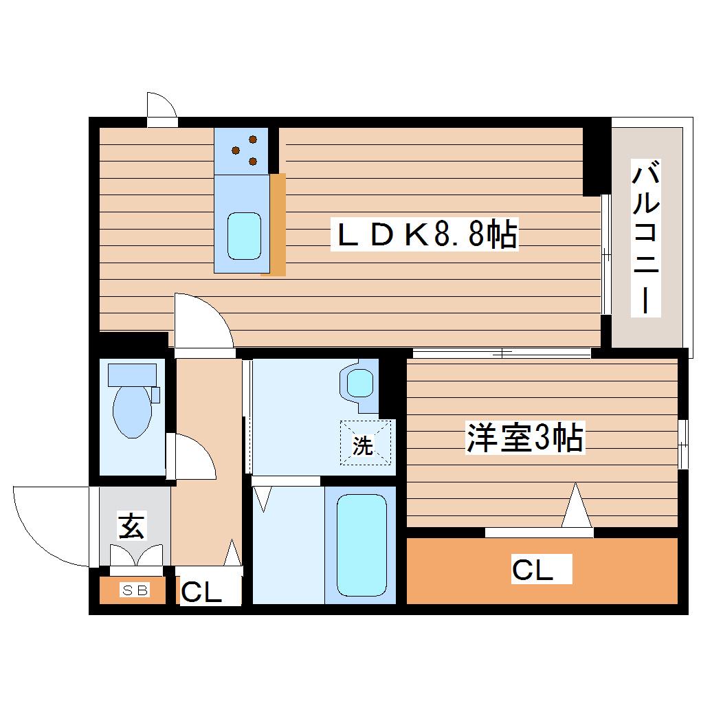 D-ROOM志波町(1LDK/1階)の間取り写真