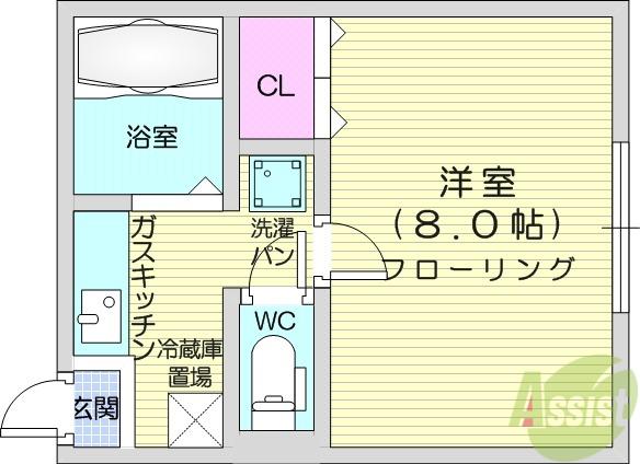 ビューパレス荒巻(1K/4階)の間取り写真