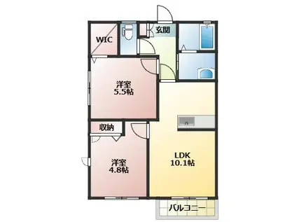 シャーメゾンKEI(2LDK/2階)の間取り写真