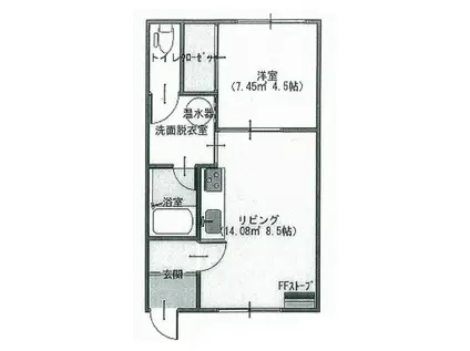 コーポにれ(1DK/1階)の間取り写真