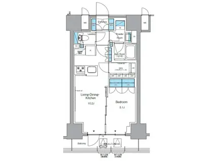 プライムアーバン浅草テラス 旧ルフォンプログレ浅草テラス(1SLDK/2階)の間取り写真