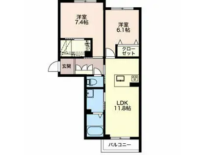 シャーメゾン女池上山 305(2LDK/3階)の間取り写真