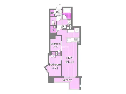 ラティエラ横濱大通公園(2SLDK/10階)の間取り写真