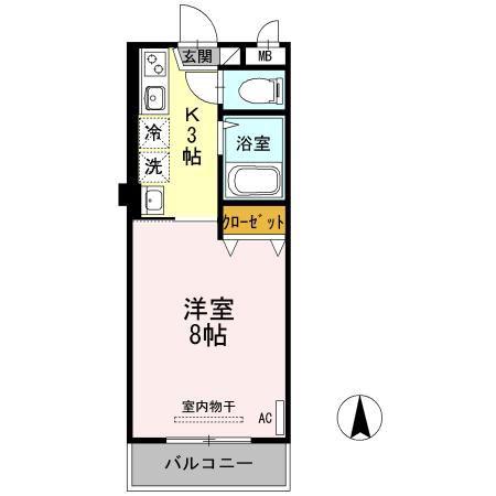 イーストビューヤサカ(1K/2階)の間取り写真