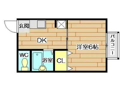 ルリアン高槻(1DK/2階)の間取り写真