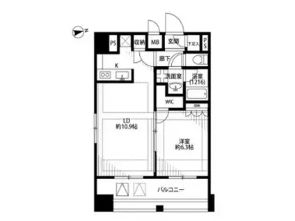 プレール・ドゥーク東京イースト IV RIVER SIDE(1LDK/12階)の間取り写真