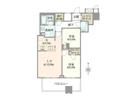 武蔵野タワーズスカイクロスタワー(2SLDK/8階)の間取り写真