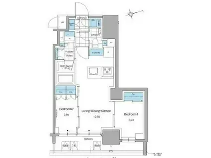 ルフォンプログレ本郷三丁目(2LDK/1階)の間取り写真