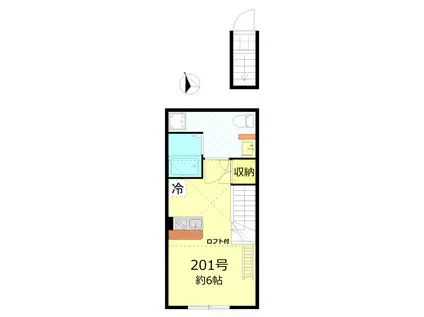 インベスト自由が丘(ワンルーム/2階)の間取り写真