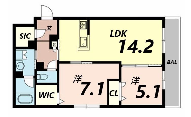 シャーメゾンフルール(2LDK/3階)の間取り写真