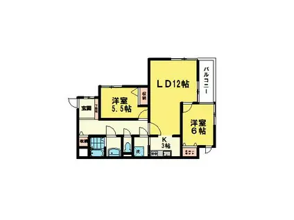 浜島レジデンス(2LDK/1階)の間取り写真