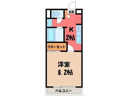 マンションけやき(1K/1階)の間取り写真