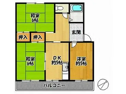 スカイハイツ(3DK/5階)の間取り写真