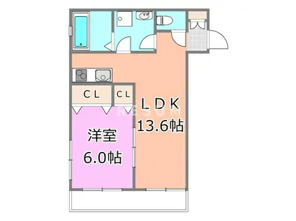 レジデンスさむがわ(1LDK/3階)の間取り写真