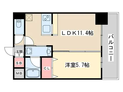 オルサス新大阪(1LDK/3階)の間取り写真