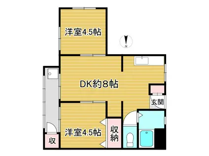 新神戸ハイツ(2DK/3階)の間取り写真