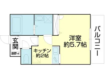 グランドコートC(1K/2階)の間取り写真