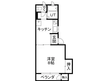 パークレジデンシャルA(1K/1階)の間取り写真