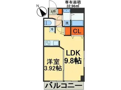 金太郎ヒルズ215(1LDK/2階)の間取り写真