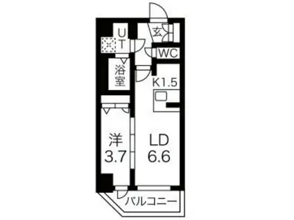 メイクス上前津III(1LDK/4階)の間取り写真