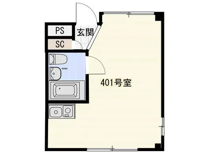 プラトー上町(ワンルーム/3階)の間取り写真