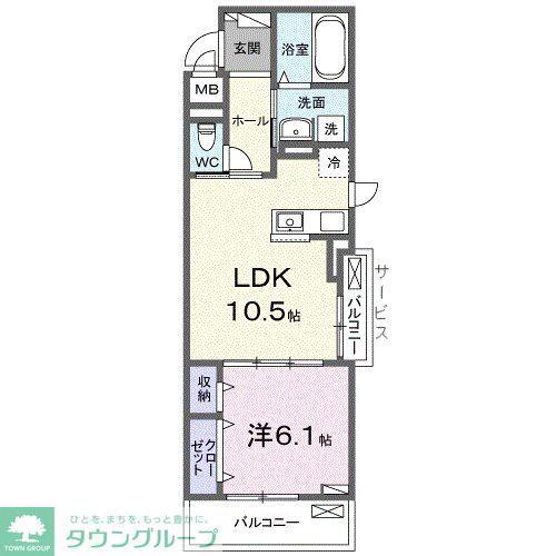 ラピス飯能(1LDK/2階)の間取り写真