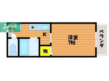 コーポアムール(1K/2階)の間取り写真