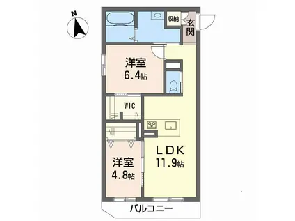 シャーメゾン石手白石(2LDK/1階)の間取り写真