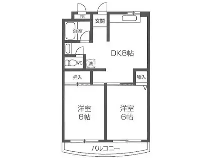 パールレジデンス花小金井(2DK/3階)の間取り写真